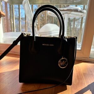 Michael Kors Black Satchel with Gold Accents